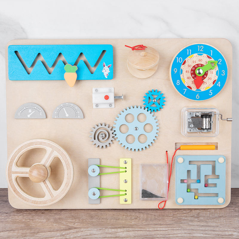 Wetoys Wooden Busy Board for Toddlers - Mo<i></i>ntessori Sensory Training Toy